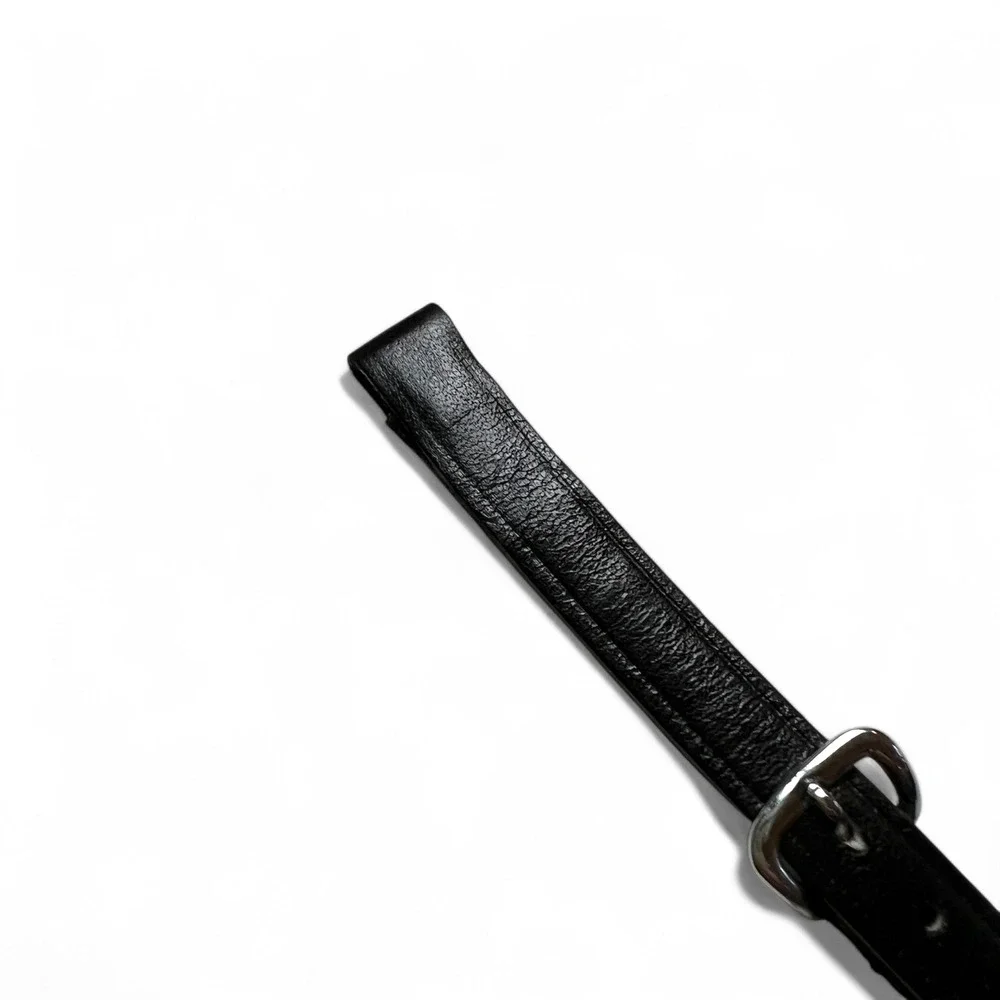 VTG NOS T&C Women 5/16 Watch Strap Band Black Calfskin Leather Silver USA 6 1/2